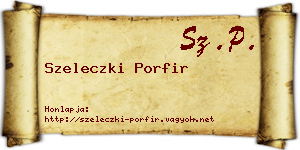Szeleczki Porfir névjegykártya